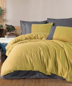 Ropa de cama amarilla y gris