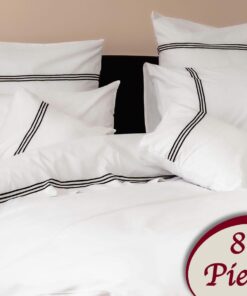 Ropa de cama blanca y lineas negras/ 8 piezas