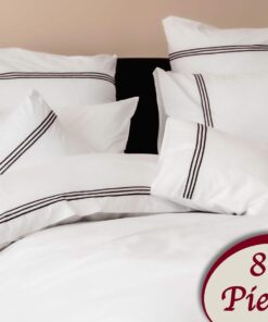 Ropa de cama blanca y lineas negras/ 8 piezas