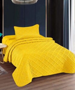 Colcha uni 1 persona+1 funda almohada/ color amarillo