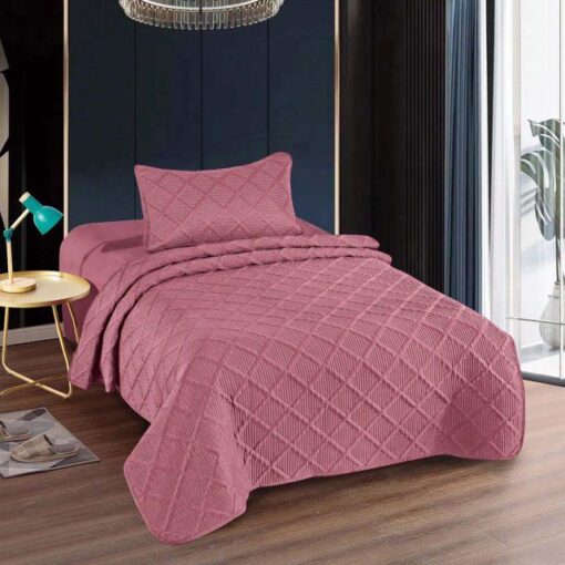 Colcha uni 1 persona+1 funda almohada/ color burgundi abierto