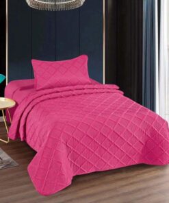Colcha uni 1 persona+1 funda almohada/ color rosa