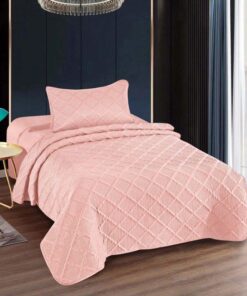 Colcha uni 1 persona+1 funda almohada/ color rosa abierto
