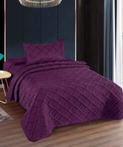 Colcha uni 1 persona+1 funda almohada/ color malva oscuro