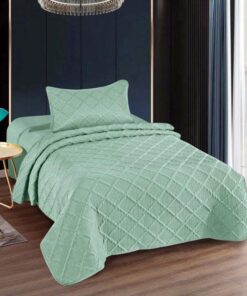 Colcha uni 1 persona+1 funda almohada/ color mint