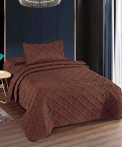 Colcha uni 1 persona+1 funda almohada/ color marron