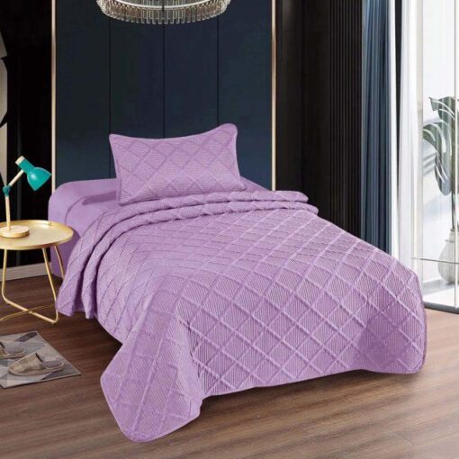 Colcha uni 1 persona+1 funda almohada/ color lila