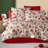 Ropa de cama roja con flores