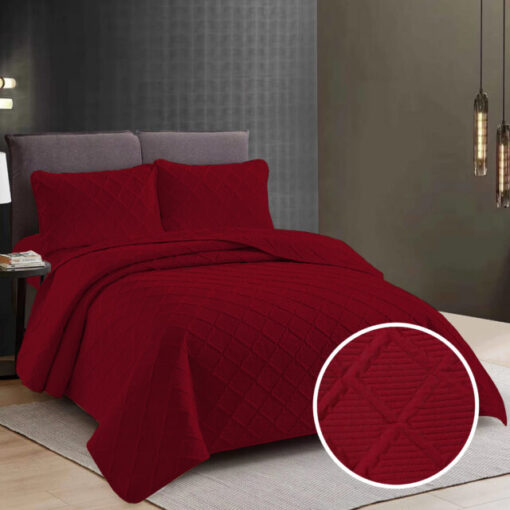 Colcha Uni 2 personas+2 fundas almohada/ Roja