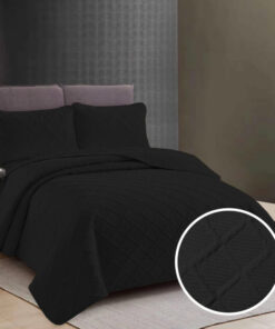 Colcha Uni 2 personas+2 fundas almohada/ Negra