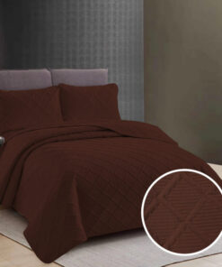 Colcha Uni 2 personas+2 fundas almohada/ Marron