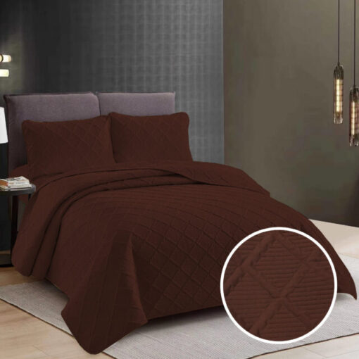 Colcha Uni 2 personas+2 fundas almohada/ Marron