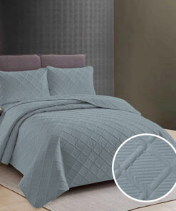 Colcha Uni 2 personas+2 fundas almohada/ Gris