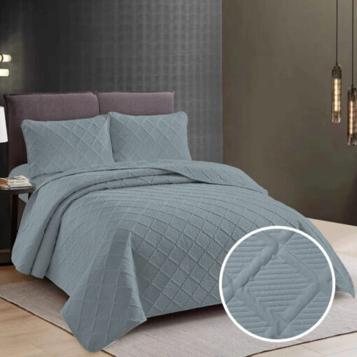 Colcha Uni 2 personas+2 fundas almohada/ Gris