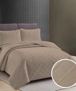 Colcha Uni 2 personas+2 fundas almohada/ Cacao con leche