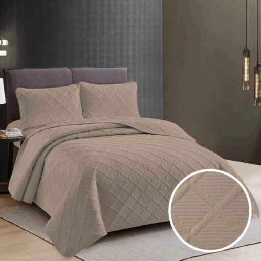 Colcha Uni 2 personas+2 fundas almohada/ Cacao con leche