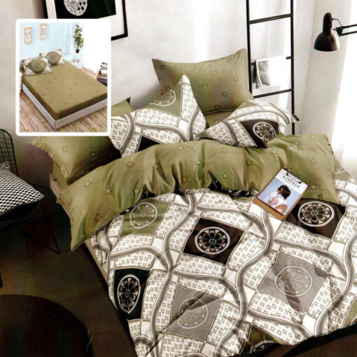 Ropa de cama verde con varios aros