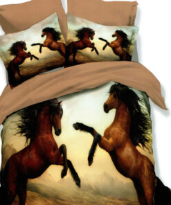 Ropa de cama 3D beige caballos