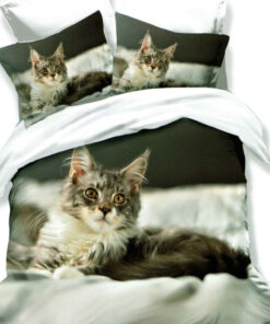 Ropa de cama 3D blanca gatito