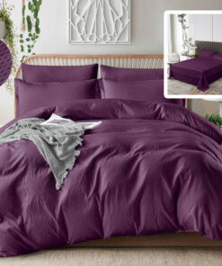 Ropa de cama violeta oscuro con sabana normal