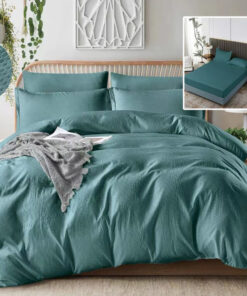 Ropa de cama turquesa con sabana bajera