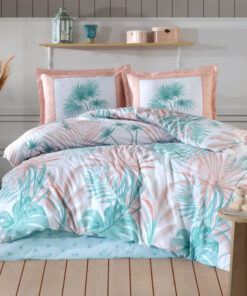 Ropa de cama blanca y verde