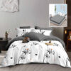 Ropa de cama blanca y gris oscuro