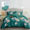 Ropa de cama verde oscuro con flores