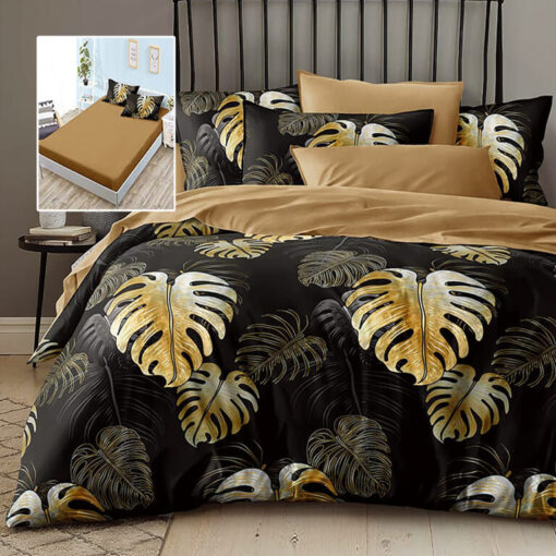 Ropa de cama negra y marron