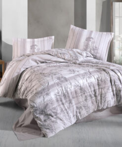 Ropa de cama blanca y gris