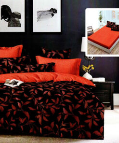 Ropa de cama negra y roja