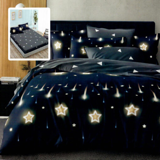 Ropa de cama negra con pequeñas estrellas