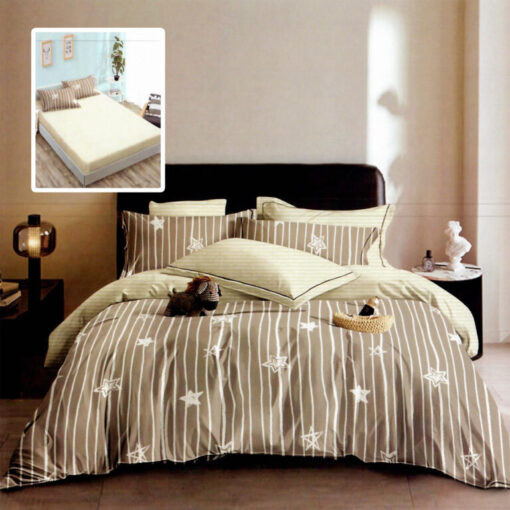 Ropa de cama beige y pequeñas estrellas