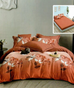 Ropa de cama naranja oscuro con flores