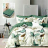 Ropa de cama blanca y verde con mariposas