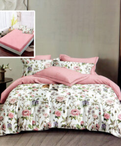 Ropa de cama rosa con multiflores