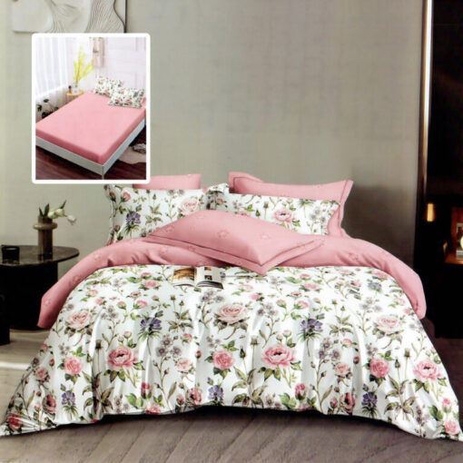Ropa de cama rosa con multiflores