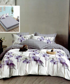 Ropa de cama blanca y gris
