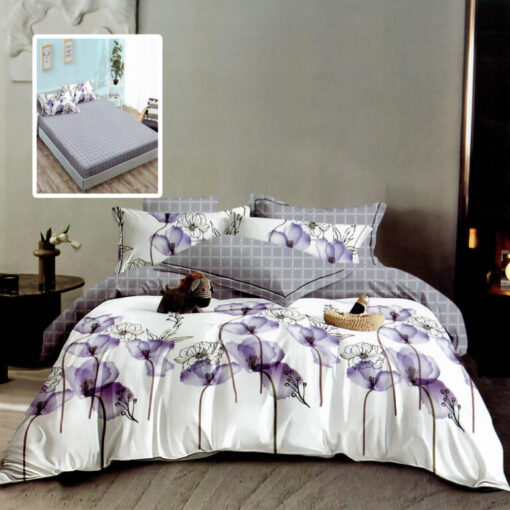 Ropa de cama blanca y gris