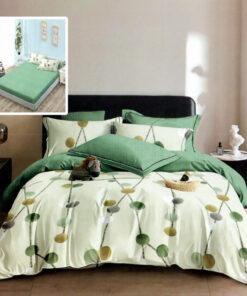 Ropa de cama verde con pequeños aros
