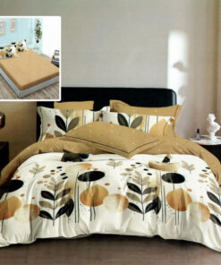 Ropa de cama blanca, beige y negra