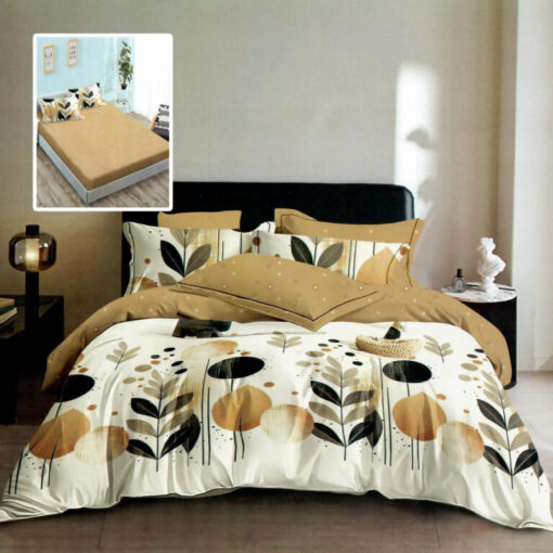 Ropa de cama blanca, beige y negra